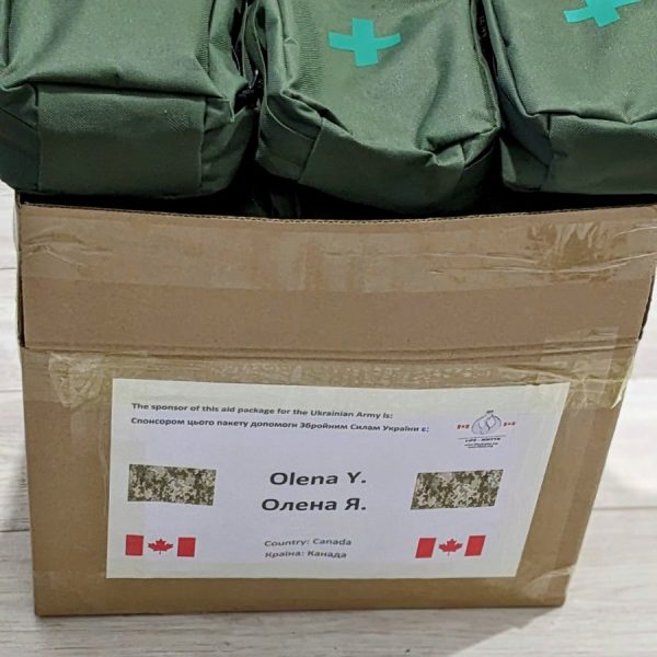 Medical kits sponsored by Marianna R. are being sent to the front lines